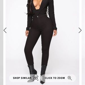 Super high waist black denim skinnies.